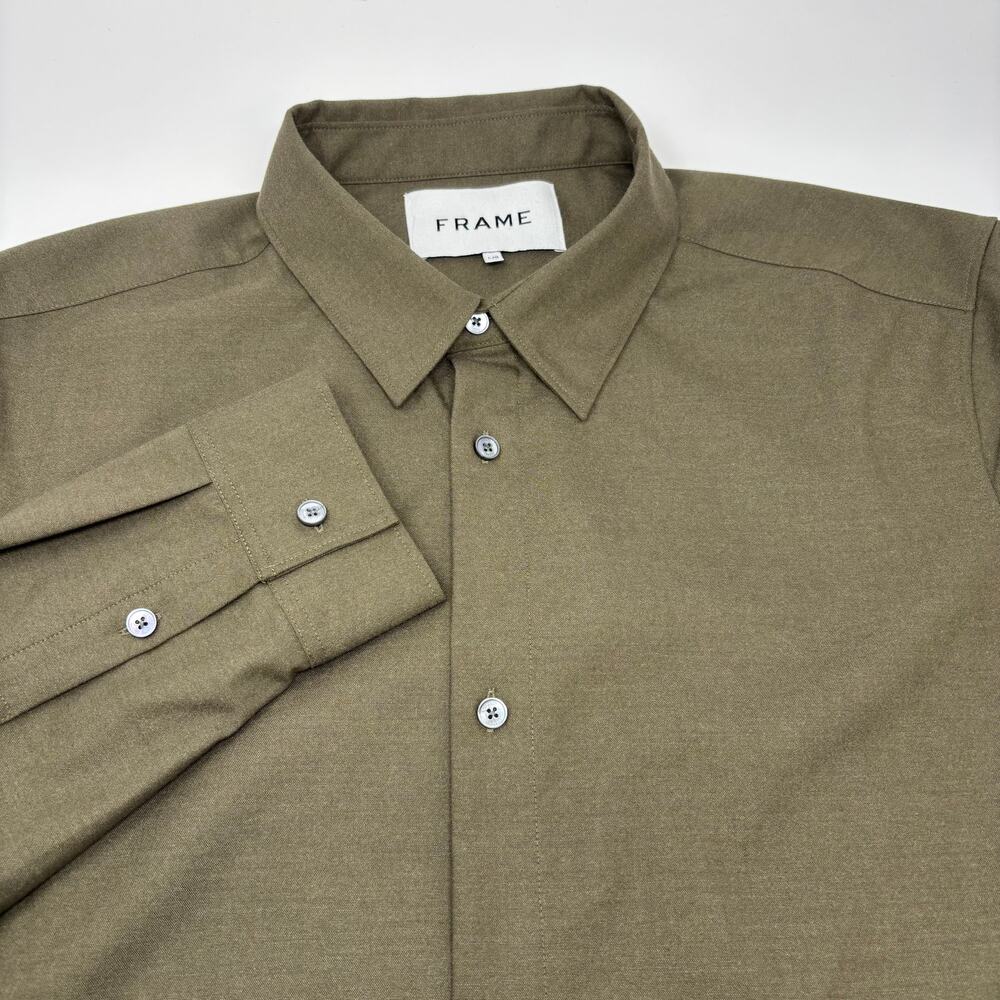 Frame Mens Large Olive Green Long Sleeve Button Up Shirt